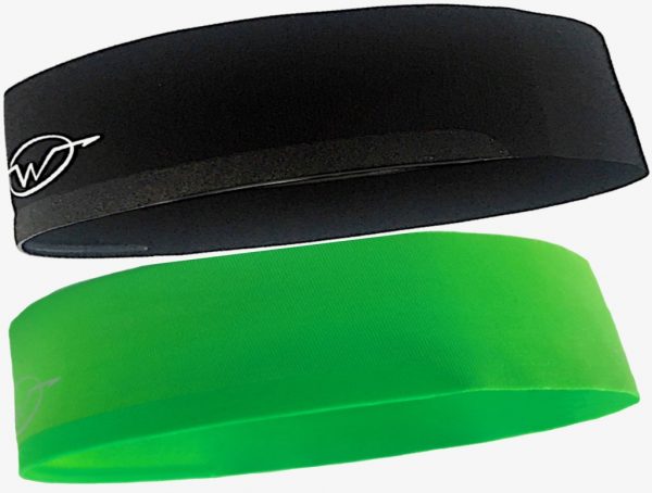 2-Pack Black/ Green Performance Headbands