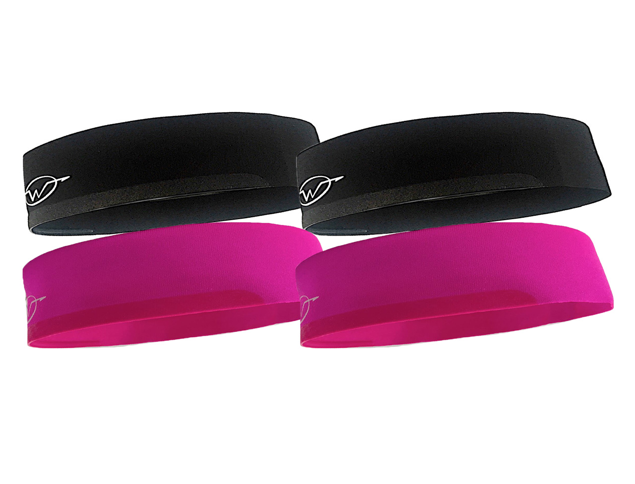 4-Pack Black/ Pink Performance Headbands