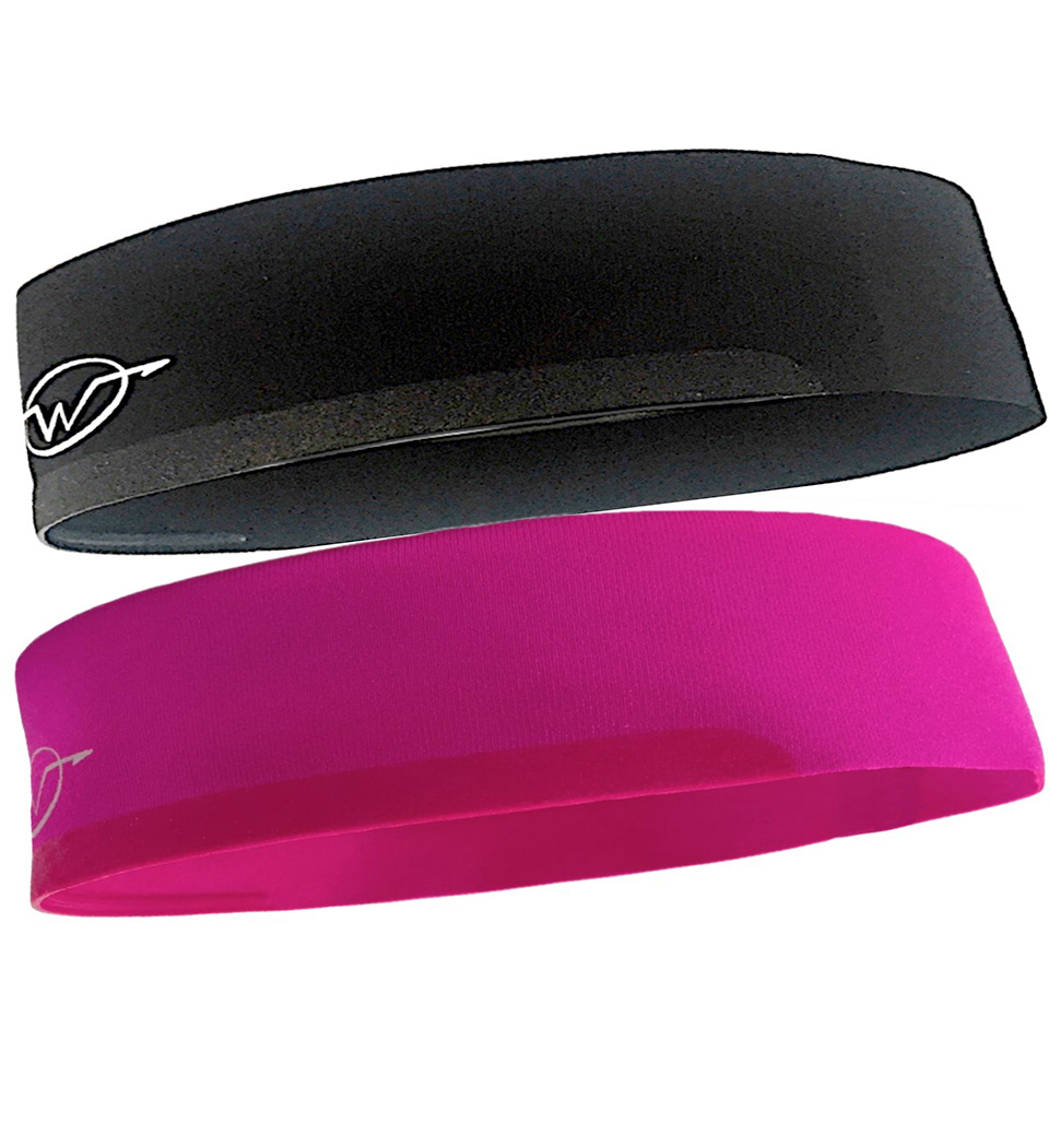 2-Pack Black/ Pink Performance Headbands