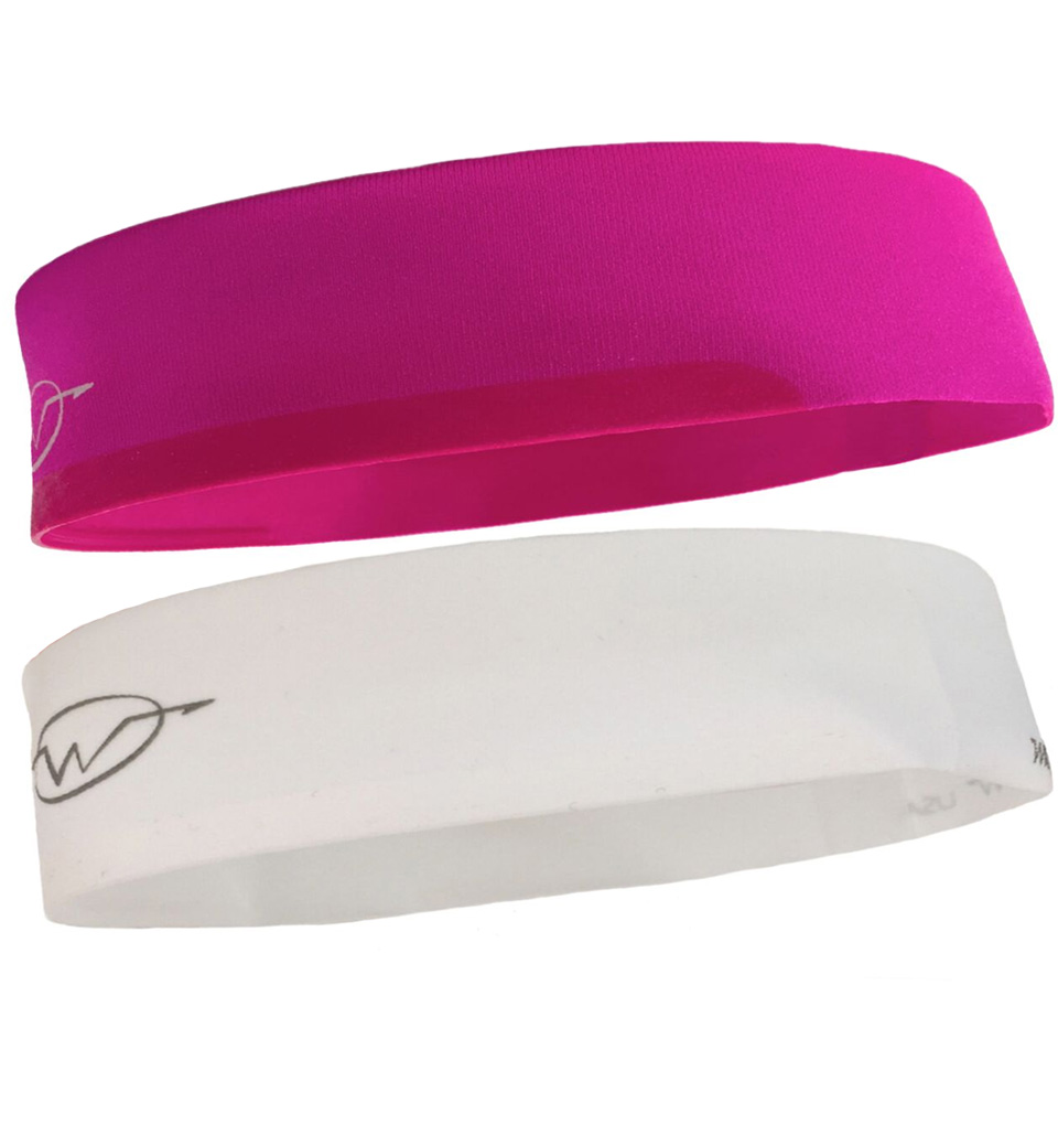 2-Pack White/ Pink Performance Headbands